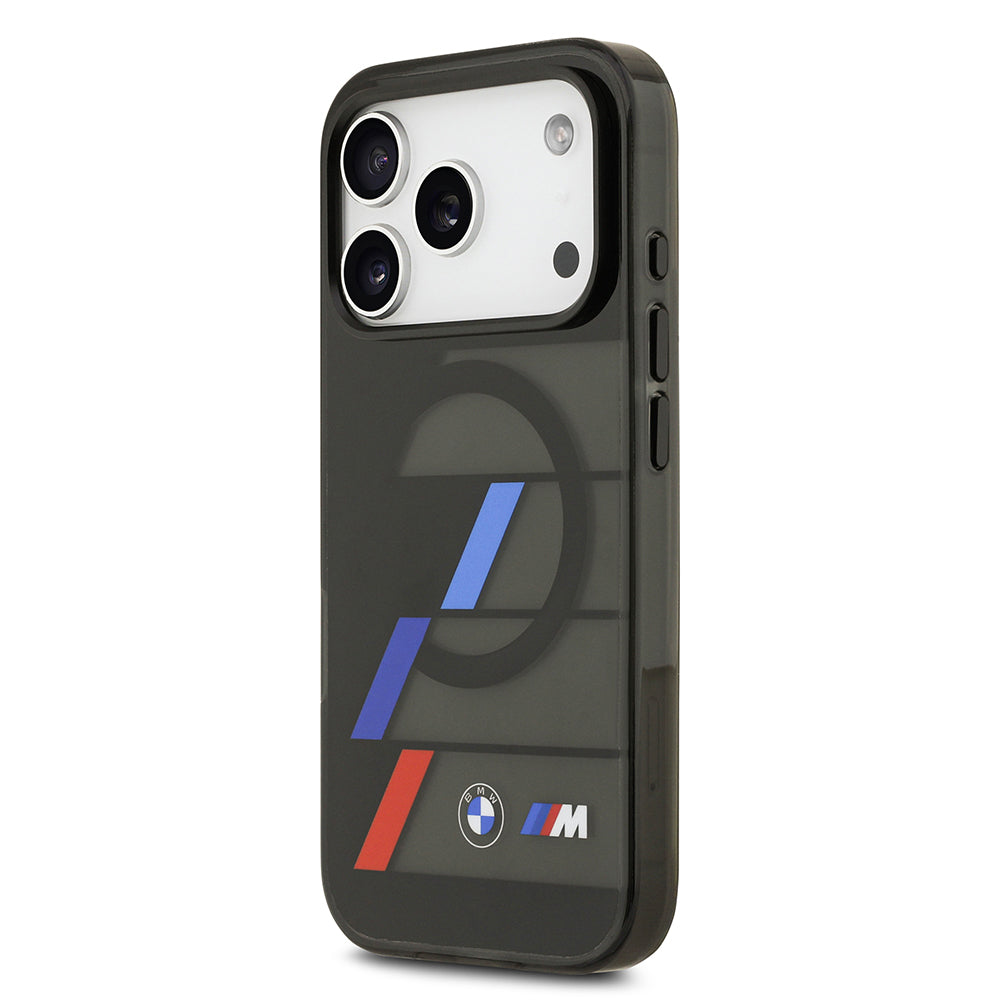 Apple iPhone 17 Pro Max Kılıf BMW Orjinal Lisanslı M-safe Şarj Özellikli IML Baskılı Üç Renkli M Dizayn Kapak Siyah