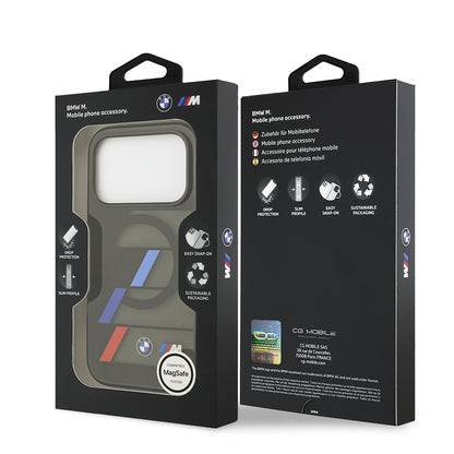 Apple iPhone 17 Pro Max Kılıf BMW Orjinal Lisanslı M-safe Şarj Özellikli IML Baskılı Üç Renkli M Dizayn Kapak Siyah