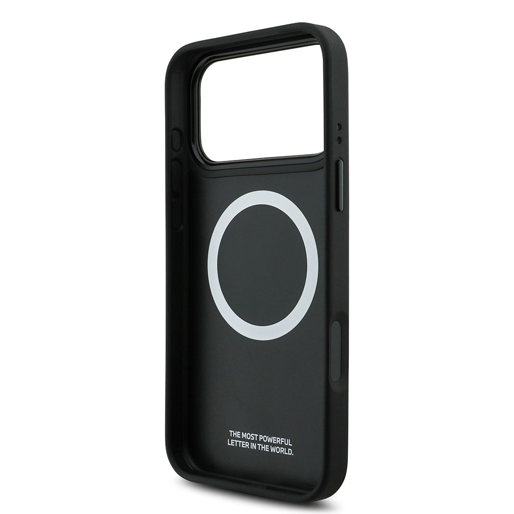 Apple iPhone 17 Pro Max Kılıf BMW Orjinal Lisanslı M-safe Şarj Özellikli Metal BMW ve M Logolu PU Karbon Tasarımlı Kapak Kırmızı