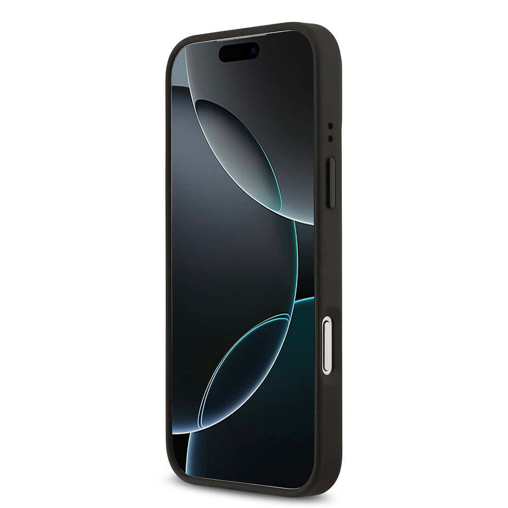 Apple iPhone 17 Pro Max Kılıf BMW Orjinal Lisanslı M-safe Şarj Özellikli Metal BMW ve M Logolu PU Karbon Tasarımlı Kapak Siyah