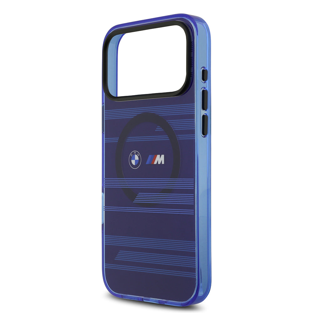 Apple iPhone 17 Pro Max Kılıf BMW Orjinal Lisanslı M-safe Şarj Özellikli Metal Kamera Butonlu Yatay Şeritli M Dizayn Kapak Gümüş