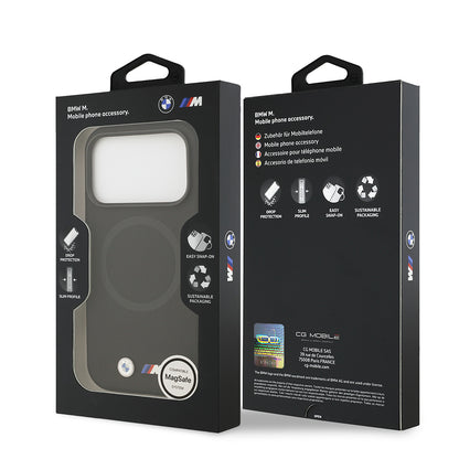 Apple iPhone 17 Pro Max Kılıf BMW Orjinal Lisanslı M-safe Şarj Özellikli Metal Logolu Delikli M Dizayn Deri Kapak Füme