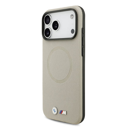 Apple iPhone 17 Pro Max Kılıf BMW Orjinal Lisanslı M-safe Şarj Özellikli Metal Logolu Delikli M Dizayn Deri Kapak Lacivert