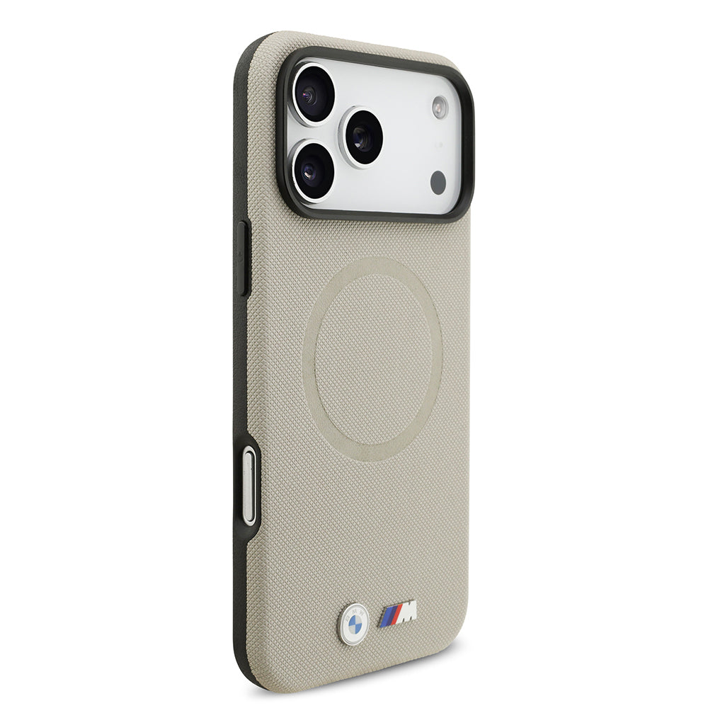 Apple iPhone 17 Pro Max Kılıf BMW Orjinal Lisanslı M-safe Şarj Özellikli Metal Logolu Delikli M Dizayn Deri Kapak Siyah