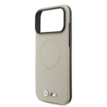 Apple iPhone 17 Pro Max Kılıf BMW Orjinal Lisanslı M-safe Şarj Özellikli Metal Logolu Delikli M Dizayn Deri Kapak Füme