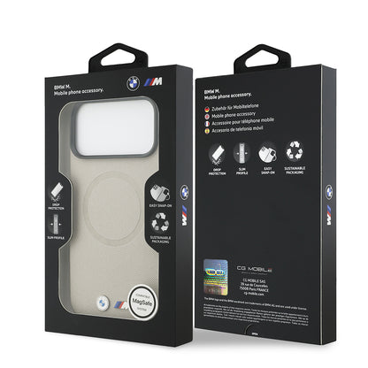 Apple iPhone 17 Pro Max Kılıf BMW Orjinal Lisanslı M-safe Şarj Özellikli Metal Logolu Delikli M Dizayn Deri Kapak Siyah