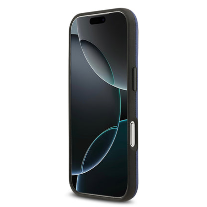 Apple iPhone 17 Pro Max Kılıf BMW Orjinal Lisanslı M-safe Şarj Özellikli Metal Logolu Delikli M Dizayn Deri Kapak Lacivert