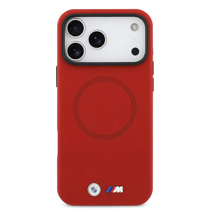 Apple iPhone 17 Pro Max Kılıf BMW Orjinal Lisanslı M-safe Şarj Özellikli Metal Logolu Delikli M Dizayn Deri Kapak Füme