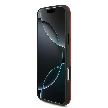 Apple iPhone 17 Pro Max Kılıf BMW Orjinal Lisanslı M-safe Şarj Özellikli Metal Logolu Delikli M Dizayn Deri Kapak Gri