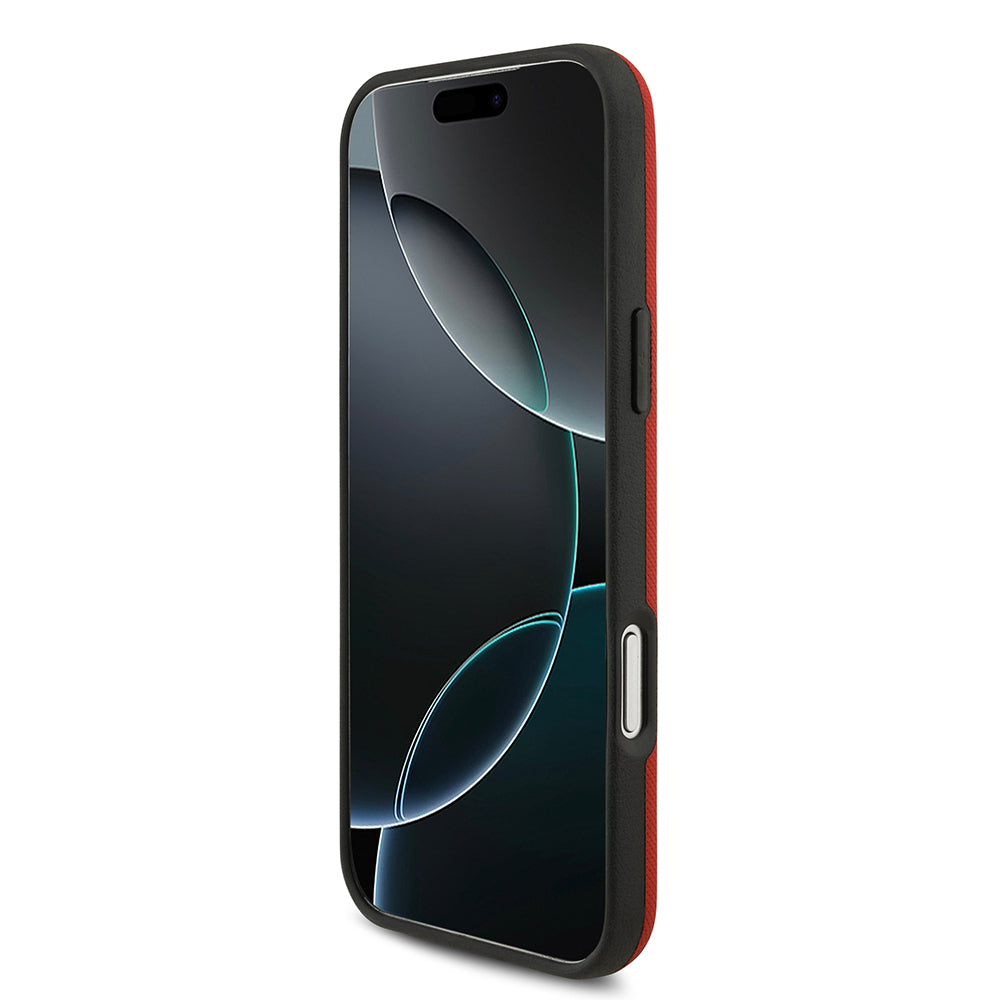 Apple iPhone 17 Pro Max Kılıf BMW Orjinal Lisanslı M-safe Şarj Özellikli Metal Logolu Delikli M Dizayn Deri Kapak Lacivert