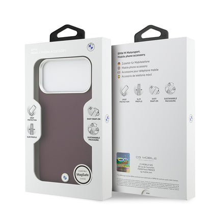 Apple iPhone 17 Pro Max Kılıf BMW Orjinal Lisanslı M-safe Şarj Özellikli Metal Logolu Tam Kaplama Deri Kapak Lacivert