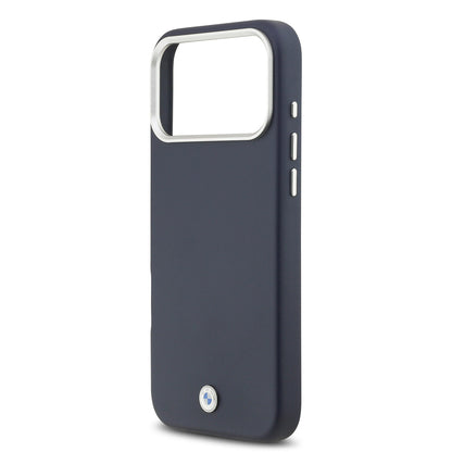 Apple iPhone 17 Pro Max Kılıf BMW Orjinal Lisanslı M-safe Şarj Özellikli Metal Logolu Tam Kaplama Deri Kapak Lacivert