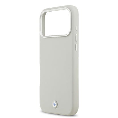 Apple iPhone 17 Pro Max Kılıf BMW Orjinal Lisanslı M-safe Şarj Özellikli Metal Logolu Tam Kaplama Deri Kapak Lacivert