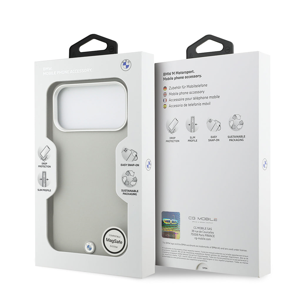 Apple iPhone 17 Pro Max Kılıf BMW Orjinal Lisanslı M-safe Şarj Özellikli Metal Logolu Tam Kaplama Deri Kapak Siyah