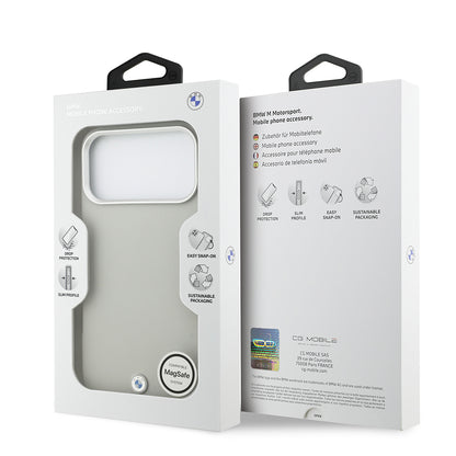 Apple iPhone 17 Pro Max Kılıf BMW Orjinal Lisanslı M-safe Şarj Özellikli Metal Logolu Tam Kaplama Deri Kapak Lacivert