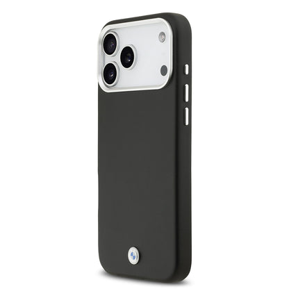 Apple iPhone 17 Pro Max Kılıf BMW Orjinal Lisanslı M-safe Şarj Özellikli Metal Logolu Tam Kaplama Deri Kapak Gri