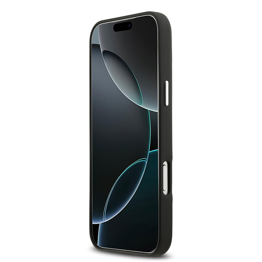 Apple iPhone 17 Pro Max Kılıf BMW Orjinal Lisanslı M-safe Şarj Özellikli Metal Logolu Tam Kaplama Deri Kapak Siyah