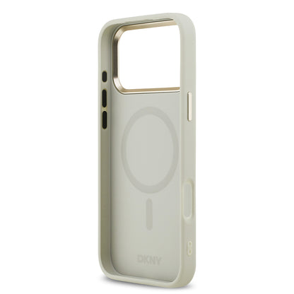 Apple iPhone 17 Pro Max Kılıf DKNY Orjinal Lisanslı M-safe Şarj Özellikli 3D Yazılı Checkered Pattern Kapak Siyah