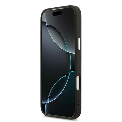 Apple iPhone 17 Pro Max Kılıf DKNY Orjinal Lisanslı M-safe Şarj Özellikli PU Deri Kabartmalı Kapak Siyah