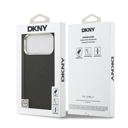 Apple iPhone 17 Pro Max Kılıf DKNY Orjinal Lisanslı M-safe Şarj Özellikli PU Deri Kabartmalı Kapak Bej