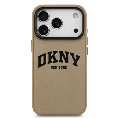 Apple iPhone 17 Pro Max Kılıf DKNY Orjinal Lisanslı M-safe Şarj Özellikli PU Deri Kabartmalı Kapak Siyah