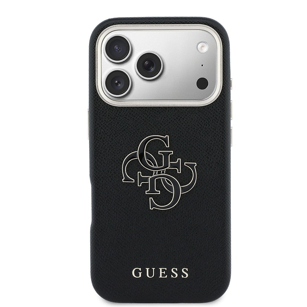 Apple iPhone 17 Pro Max Kılıf Guess Orjinal Lisanslı 4G Büyük Metal Kamera Çerçeveli PU Deri Resin Kapak