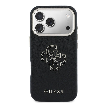 Apple iPhone 17 Pro Max Kılıf Guess Orjinal Lisanslı 4G Büyük Metal Kamera Çerçeveli PU Deri Resin Kapak
