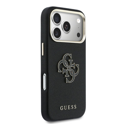 Apple iPhone 17 Pro Max Kılıf Guess Orjinal Lisanslı 4G Büyük Metal Kamera Çerçeveli PU Deri Resin Kapak