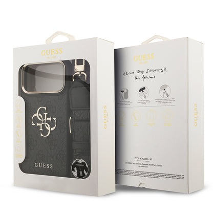 Apple iPhone 17 Pro Max Kılıf Guess Orjinal Lisanslı 4G Büyük Metal Logolu Kalın Askılı Kapak Pembe