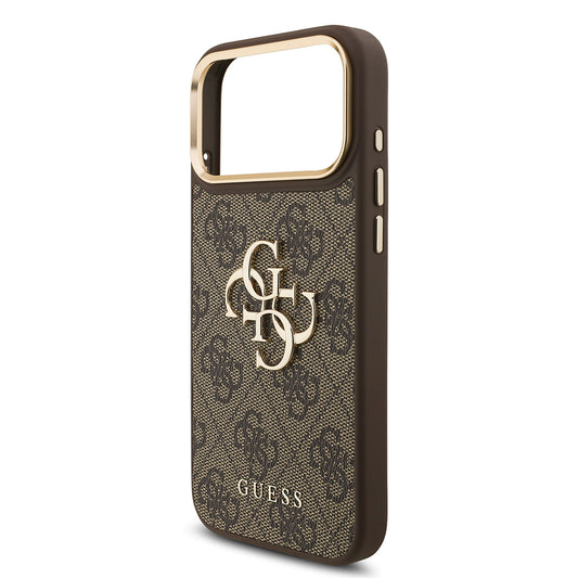 Apple iPhone 17 Pro Max Kılıf Guess Orjinal Lisanslı 4G Büyük Metal Logolu Kalın Askılı Kapak Kahverengi