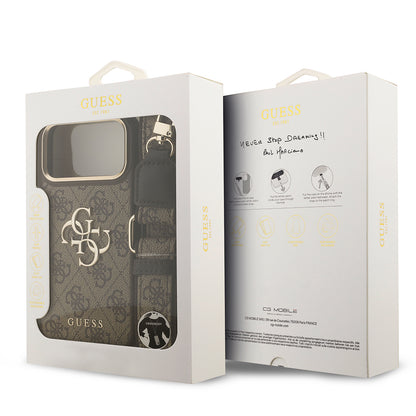 Apple iPhone 17 Pro Max Kılıf Guess Orjinal Lisanslı 4G Büyük Metal Logolu Kalın Askılı Kapak Pembe