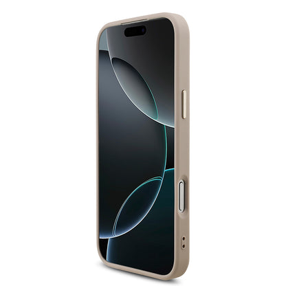 Apple iPhone 17 Pro Max Kılıf Guess Orjinal Lisanslı Gold Metal Kamera Çerçeveli 4G Desenli Metal Büyük 4G ve Yazı Logolu Kapak Pembe