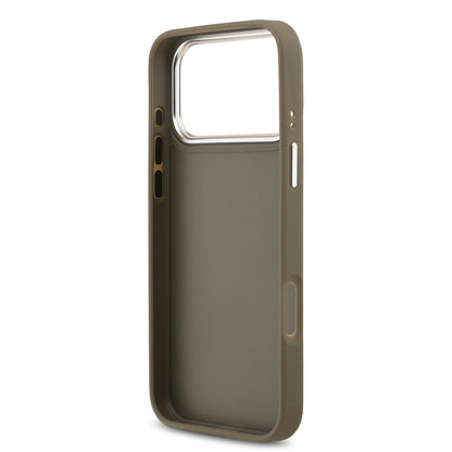 Apple iPhone 17 Pro Max Kılıf Guess Orjinal Lisanslı Grained 4G Metal Büyük Logolu Kapak Kahverengi