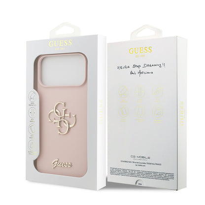 Apple iPhone 17 Pro Max Kılıf Guess Orjinal Lisanslı Grained Yazı Logolu Kapak Siyah