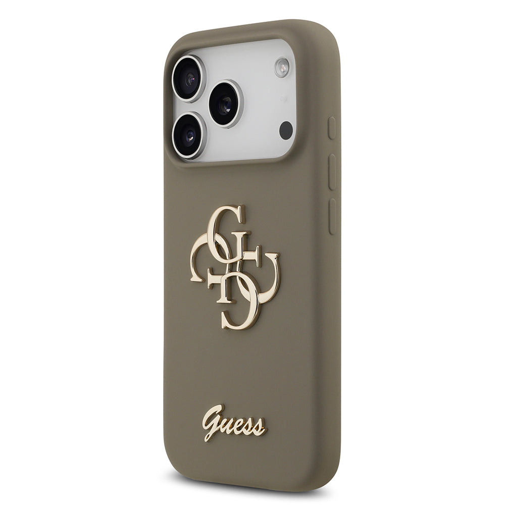 Apple iPhone 17 Pro Max Kılıf Guess Orjinal Lisanslı Grained Yazı Logolu Kapak Pembe