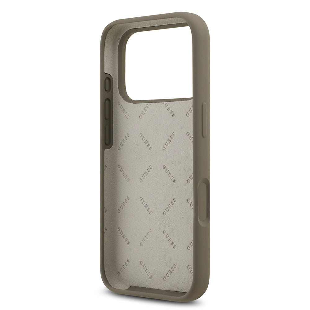 Apple iPhone 17 Pro Max Kılıf Guess Orjinal Lisanslı Grained Yazı Logolu Kapak Pembe