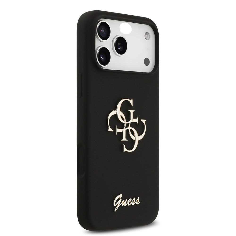 Apple iPhone 17 Pro Max Kılıf Guess Orjinal Lisanslı Grained Yazı Logolu Kapak Pembe