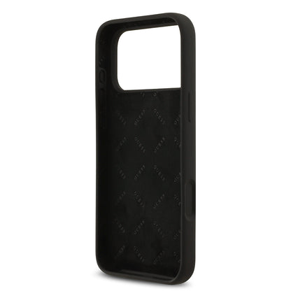Apple iPhone 17 Pro Max Kılıf Guess Orjinal Lisanslı Grained Yazı Logolu Kapak Siyah