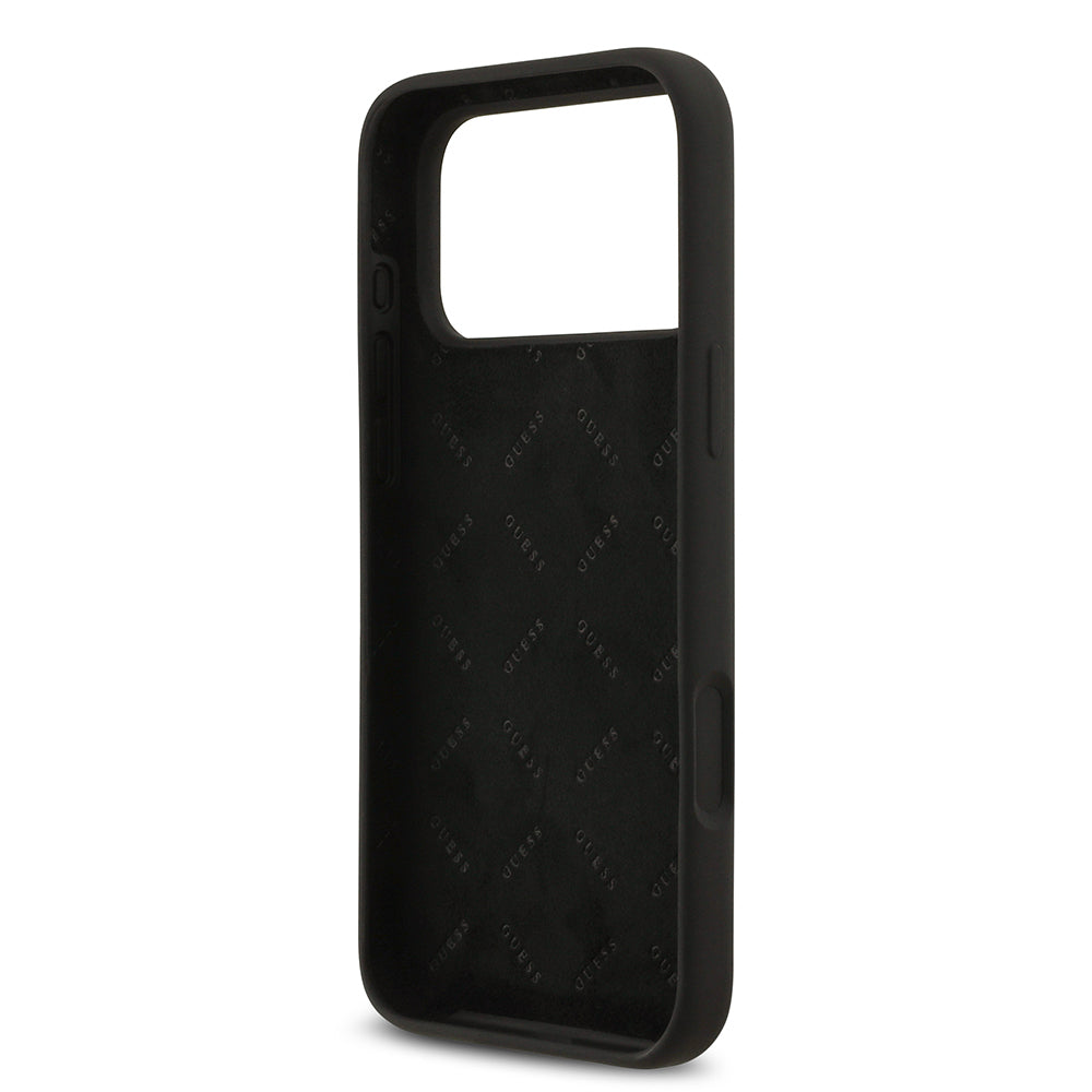 Apple iPhone 17 Pro Max Kılıf Guess Orjinal Lisanslı Grained Yazı Logolu Kapak Pembe