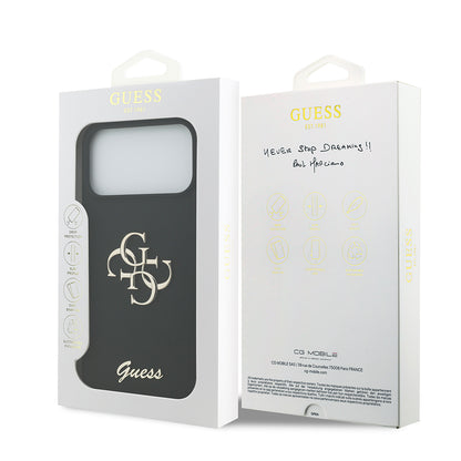 Apple iPhone 17 Pro Max Kılıf Guess Orjinal Lisanslı Grained Yazı Logolu Kapak Siyah