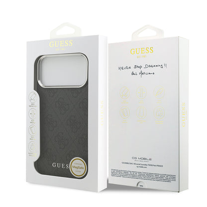 Apple iPhone 17 Pro Max Kılıf Guess Orjinal Lisanslı M-safe Şarj Özellikli 4G Klasik Yazı Logolu Kapak Siyah