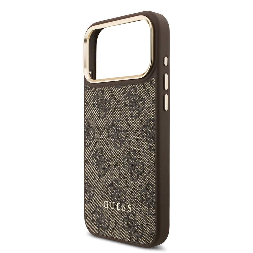 Apple iPhone 17 Pro Max Kılıf Guess Orjinal Lisanslı M-safe Şarj Özellikli 4G Metal Büyük Logolu Kartlıklı Kapak Siyah