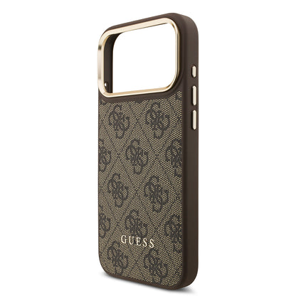 Apple iPhone 17 Pro Max Kılıf Guess Orjinal Lisanslı M-safe Şarj Özellikli 4G Metal Büyük Logolu Kartlıklı Kapak Siyah