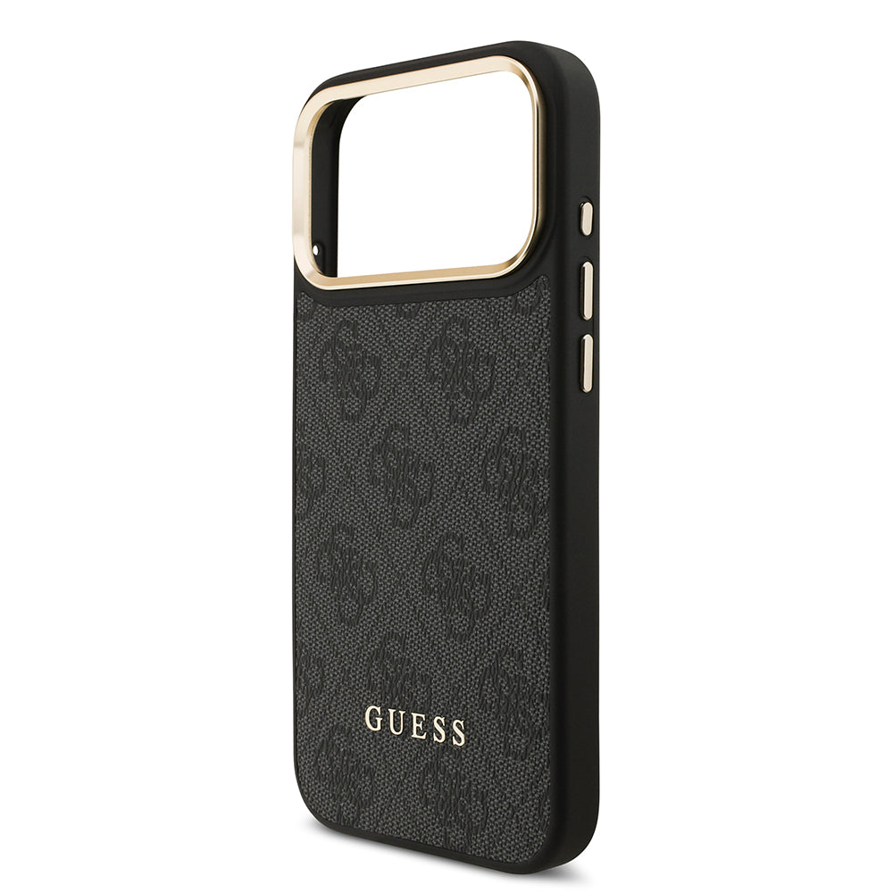 Apple iPhone 17 Pro Max Kılıf Guess Orjinal Lisanslı M-safe Şarj Özellikli Askılı ve 4G Logo Kartlıklı Kapak Kahverengi