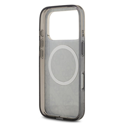 Apple iPhone 17 Pro Max Kılıf Guess Orjinal Lisanslı M-safe Şarj Özellikli IML Peony ve 4G Desenli Klasik Logolu Kapak Pembe