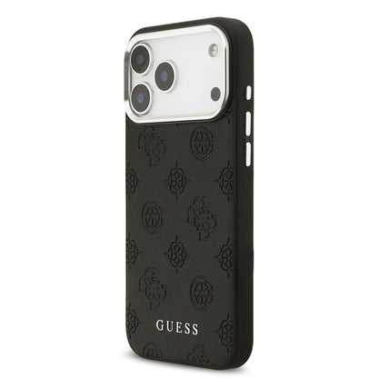 Apple iPhone 17 Pro Max Kılıf Guess Orjinal Lisanslı M-safe Şarj Özellikli Sıcak Baskılı Klasik Yazı Logolu PU Deri Peony Kapak Bej