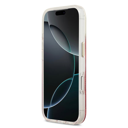 Apple iPhone 17 Pro Max Kılıf Guess Orjinal Lisanslı M-safe Şarj Özellikli Simli Peony Desenli Silikon Kapak Pembe