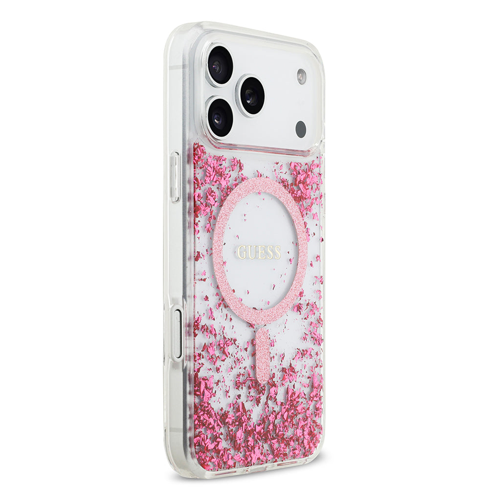 Apple iPhone 17 Pro Max Kılıf Guess Orjinal Lisanslı M-safe Şarj Özellikli Transparan Resin Bottom Kapak Gold