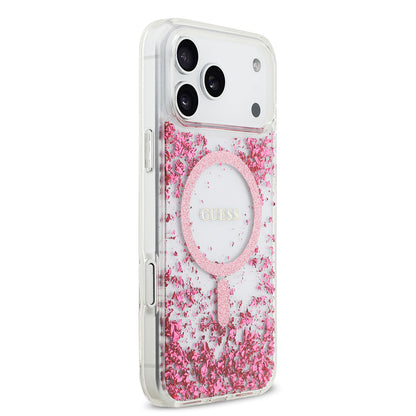 Apple iPhone 17 Pro Max Kılıf Guess Orjinal Lisanslı M-safe Şarj Özellikli Transparan Resin Bottom Kapak Gold