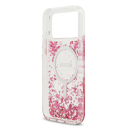 Apple iPhone 17 Pro Max Kılıf Guess Orjinal Lisanslı M-safe Şarj Özellikli Transparan Resin Bottom Kapak Pembe